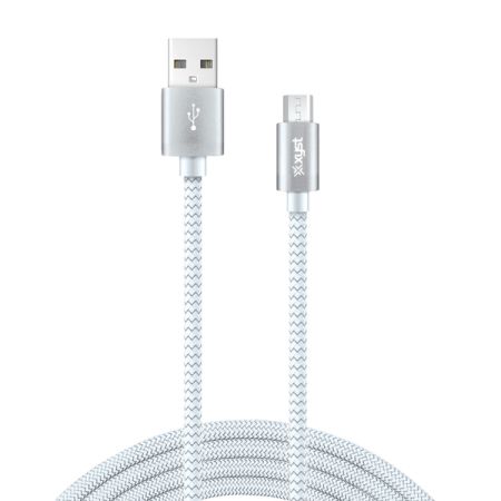 XYST XYS-M10604B Charge and Sync USB to Micro USB Braided Cable, 10 Ft. (White)