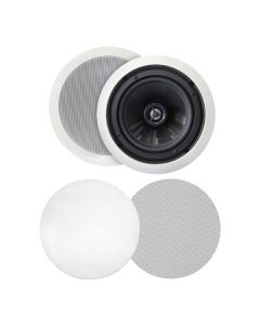 BIC America MSRPRO6 125-Watt 6.5" Weather-Resistant In-Ceiling Speakers with Pivoting Tweeters & Metal & Cloth Grilles